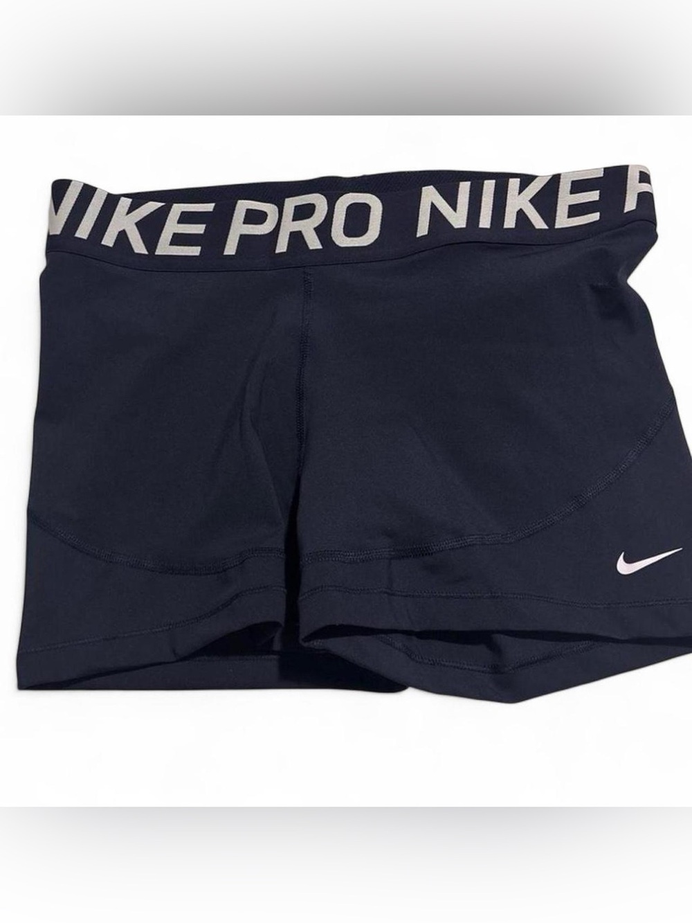 Nike Pro Women’s Navy Athletic Bike Shorts with White Logo Dri-Fit XL